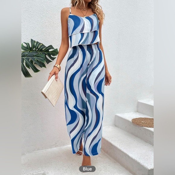 Frenchy Striped Cami Top & Wide Leg Pants *NEW* - Picture 1 of 7